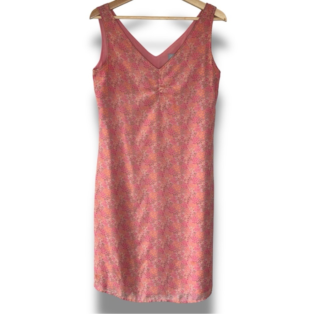 Old Navy Vintage Y2K Pink Micro Floral Ruched‎ Chest Sleeveless Slip Dress 8